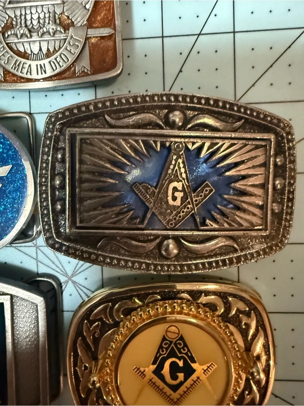 Lot of 5 Masonic Vintage Belt Buckles Freemason Shriners 32 Degree Scottish Rite